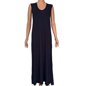 Go Couture Women Blue Sleeveless stretch Maxi Dress Long Size L side slits